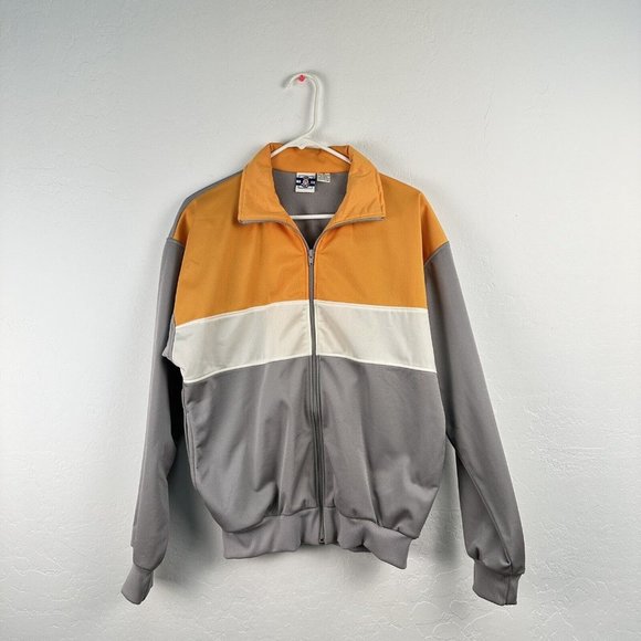 Vintage Pro Spirit Zip Up Jacket Men’s Size M Polyester Color Block Gray Orange - Picture 1 of 7